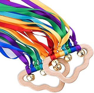 Baby Sensory Ribbon Rattle Toys Montessori Sensory Ribbon Play Toy Newborn Ribbons Teether Ring for Babies Infant Toddler 3-24 Months