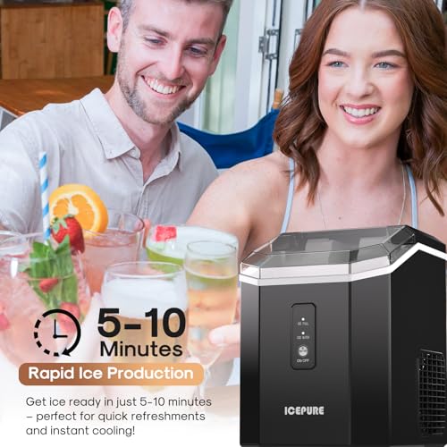 Image of ICEPURE Nugget Ice Makers Countertop with App, Portable Ice Machine with WiFi, 33lbs in 24H, Ready in 5-10 Mins, Self Cleaning，Small Ice Maker with Basket Scoop, for Home /Kitchen /Party /RV /Camping