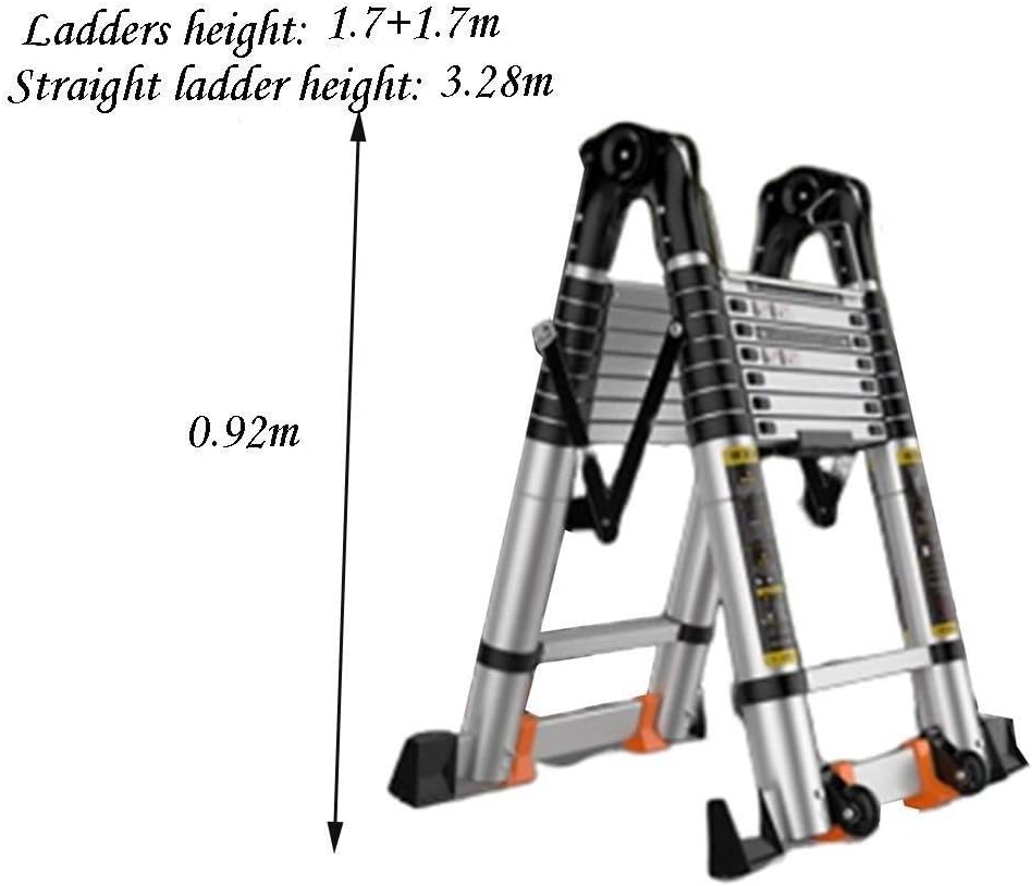 Telescoping Extension Ladder, Step Ladders Telescoping Ladders, Telescopic Ladder with 7m Widened Pedal Lightweight Extension Ladder for Household，1.7m