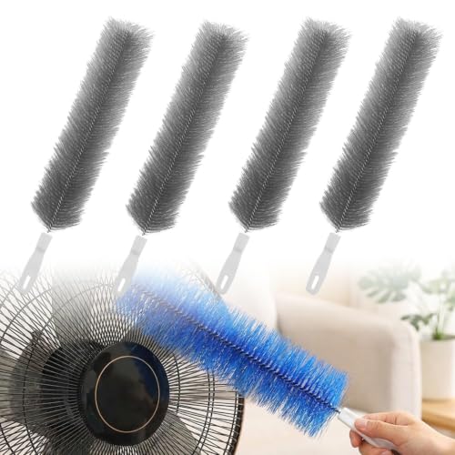 Cepillo Limpiador de Ventiladores, Flexible, de Microfibra, Lavable y Reutilizable, para Limpiar aspas de Ventiladores de Techo, Rejillas de ventilación, Cortinas(Gray,4pcs)