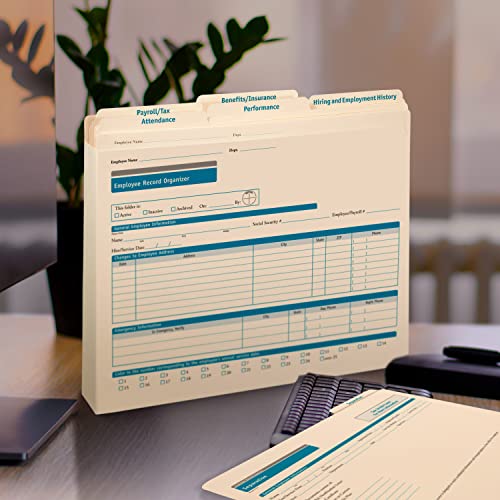 Complyright Expanded Employee Record Organizer And 6 Folders | 11.9” X 9.5” X 1.25” | Hr And Employee Management | 25-Pack #TOP5