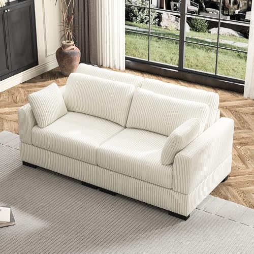 KeepGoon 2-Sitzer-Sofa, modulares Sofa aus Cordsamt, gepolstert, modulare Sofas, Wohnzimmer, 2-Sitzer-Sofas mit Kissen, niedrigen Sofas, Betten, Loungesessel (Beige) KeepGoon 2-Sitzer-Sofa, modulares Sofa aus Cordsamt, gepolstert, modulare Sofas, Wohnzimmer, 2-Sitzer-Sofas mit Kissen, niedrigen Sofas, Betten, Loungesessel (Beige)