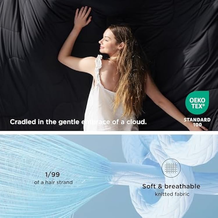 Bedsure Cooling Blankets for Hot Sleepers - Cooling Comforter, Lightweight Cold Summer Blanket for Night Sweats, Ice Breathable Comforter for Couch, Black and Grey, 50x60 Inches