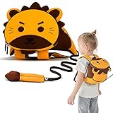 NOHOO Toddler Backpack Leash Kids Backpack with Safety Harness, Mini Cute Cartoon Animal Neoprene Waterproof Travel Book Bag for Baby Boys Girls 2~6 Years (Lion)