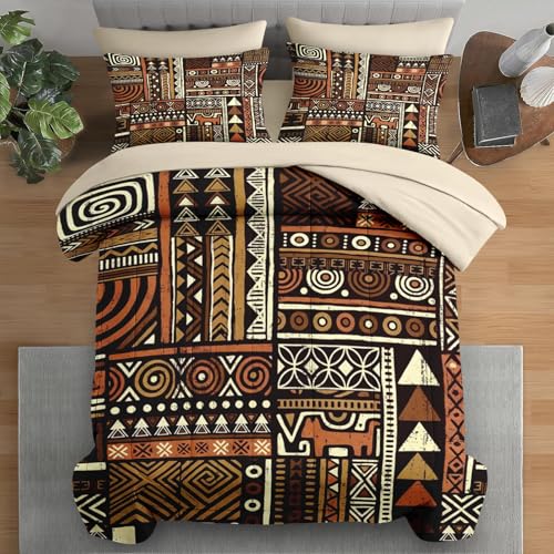 Pamnest Full Comforter Set, Tribal African Patchwork, 7 pcs