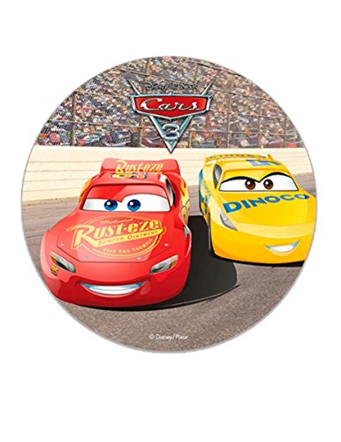 Cars Disque en Sucre 16 cm Cars sans Gluten sans Colorants Azoïques 15 g