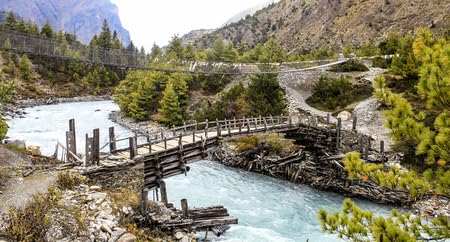 WTD - Lienzo decorativo (70 x 40 cm), diseño de puente peatonal de madera en el circuito de Annapurna, Nepal (48050934)