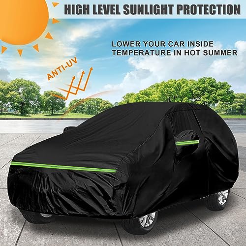 Image of Waterproof Car Cover Compatible with Honda HR-V 2015-2025, Black 210T Inside Cotton Cover with Door Zippers for Snow Rain Dust Outdoor Protection
