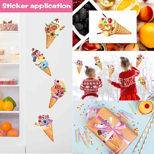 Image of Ice Cream Stickers, Make Your Own Sticker, Make a Face Stickers | 24 Sheets Summer Sticker for Kids Toddlers, Ice Cream Party Favor Supplies Craft