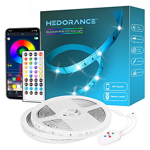 LED Strip Lights, 32.8ft LED Lights for Bedroom with Bluetooth APP Control, Music Sync RGB Color Changing LED Light Strips for TV, Kitchen, Party, Home Decoration(APP+Remote+Mic+3 Button Switch)