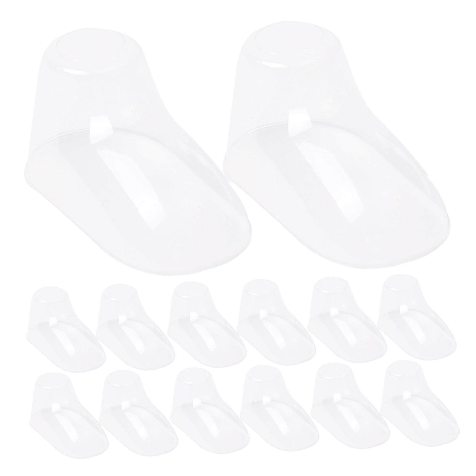 SHINEOFI 100 Stück Teiliges Transparente Kunststoff Babyfußformen Robuste Socken Babyschuhhalter für Erstausstattung und Schuhform erhalt Knitterfrei für Babysocken und Hausschuhe