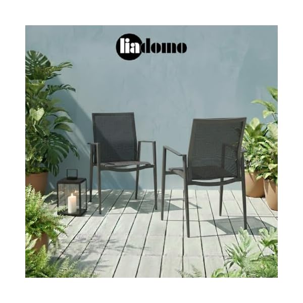 Patioco Gartenstuhl Mannoli 2er-Set Anthrazit