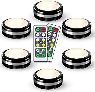 Starxing Puck Lights with Remote, Wireless Led Under Cupboard Lights, Battery Operated Puck Lights with Remote Control, Under Cabinet Lighting, Stair Closet Light