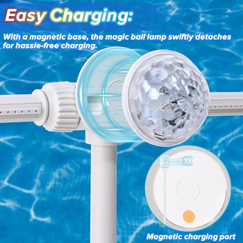 Waipfaru Pool Fountain with LED Lights, Above/Inground Pool Accessories with Adjustable Dual Spray Heads