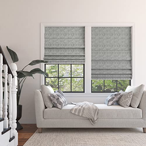 Sun Zero Tompkins Tonal Geometric Total Blackout Cordless Roman Shade, 35" X 64", Gray #TOP6