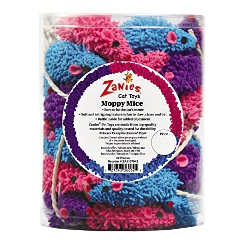 Zanies ZA11070 42 42-Piece Moppy Mice Canister Set Toy Cover