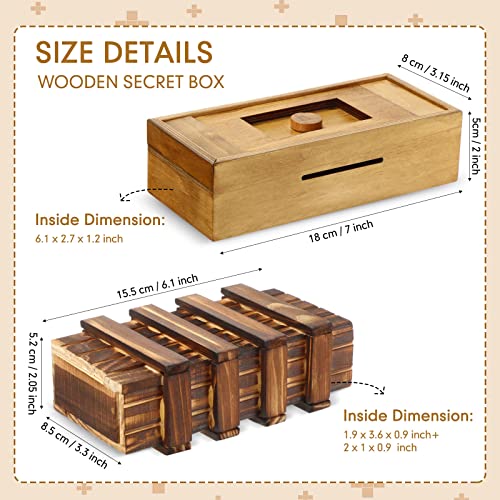 Kasyat Puzzle Box For Adults Wooden Puzzle Boxes With Latent Compartments Difficult Puzzle Box With Secret Compartment Secret Puzzle Box Brainteaser Game For People Over 6+, 2 Packs #TOP1
