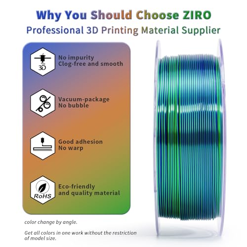 Image of ZIRO PLA Filament 1KG,Silk 3-in-1 Color Co-Extruded Material, Goldern Oasis