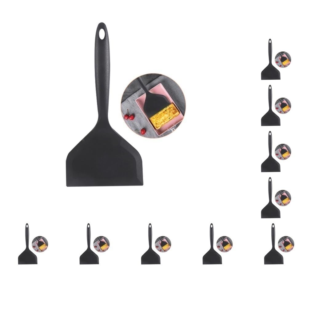 Pfannenwender aus Silikon, Nylon, hitzebeständig, für Küche, Backen, Kochen, Schwarz, 10 Stück