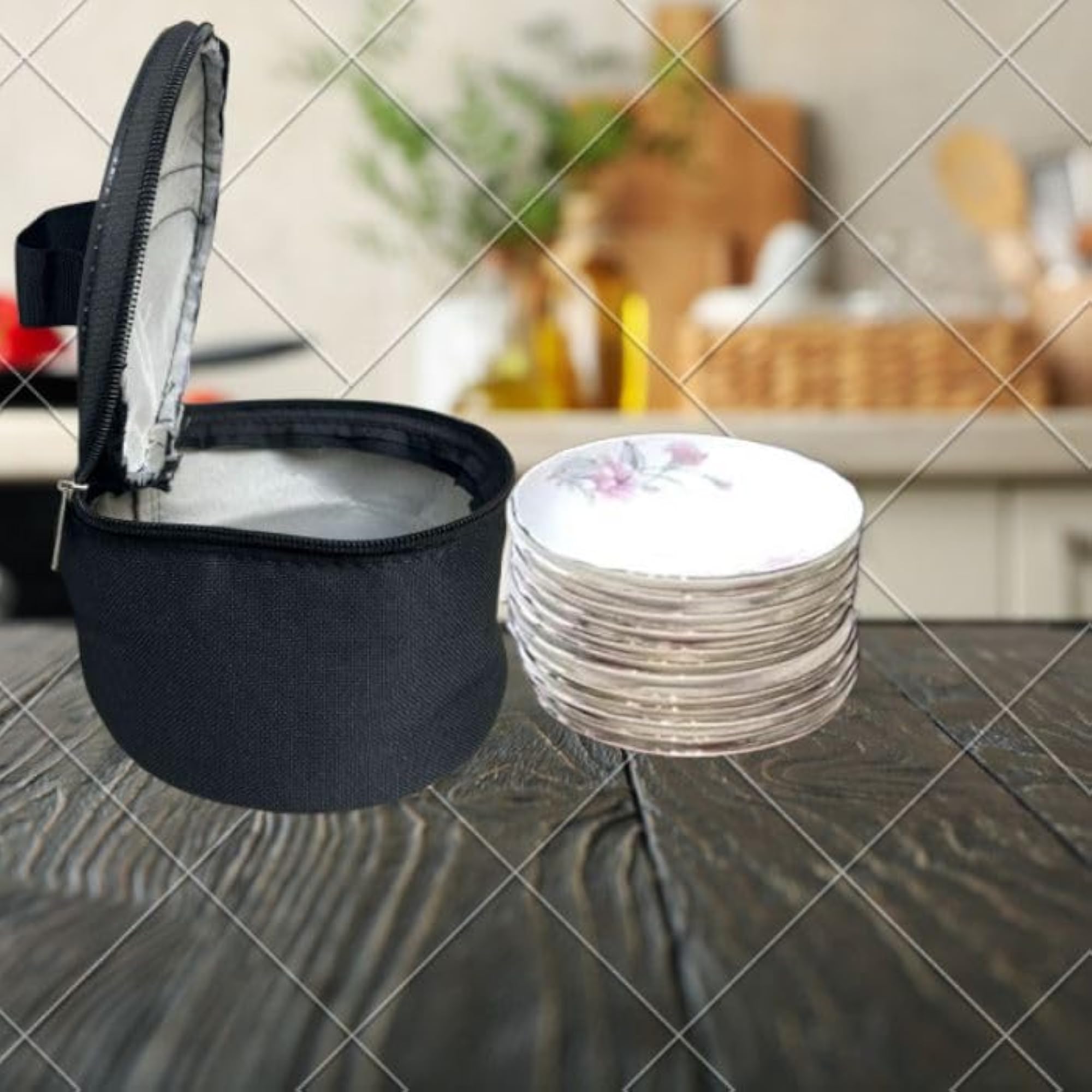Multi-Purpose Zip Closure Saucer Storage Bag for Kitchen