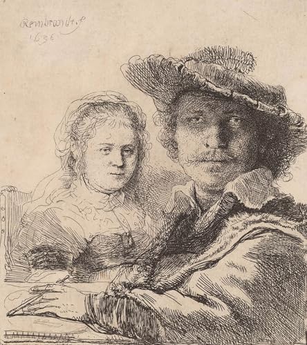 Tableau autoportrait Rembrandt avec Saskia impression sur toile chambre 60x90cm