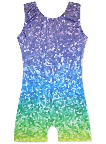 Image of HOZIY Gymnastics Leotards for Girls with Shorts Toddlers Biketards Rainbow Unicorn Dinosaur Mermaid Leopard Flower Galaxy