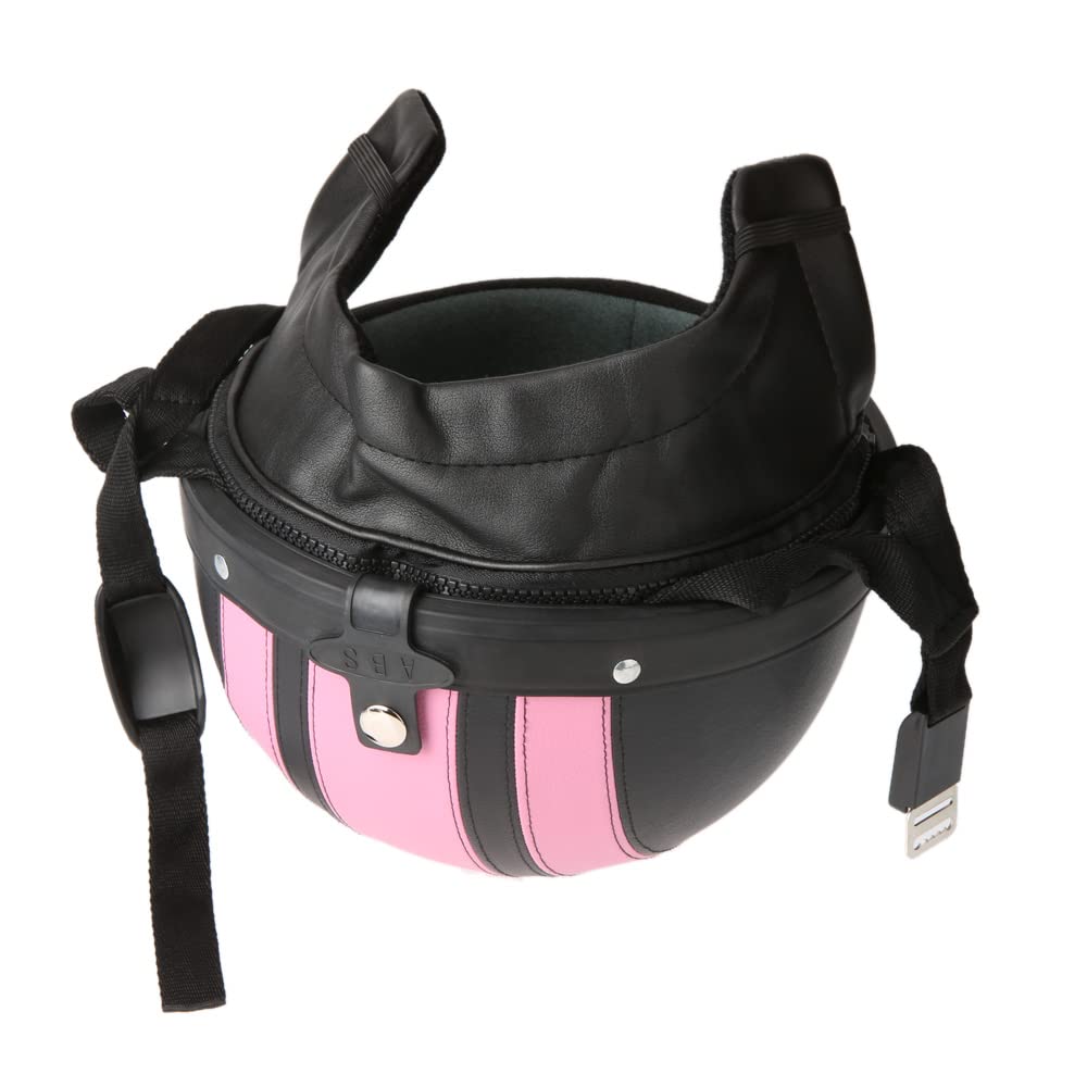 HUIOP Casques de Trottinette,Moto Scooter Open Face Demi Casque de Cuir avec visière UV Lunettes Retro Vintage Style 54-60cm