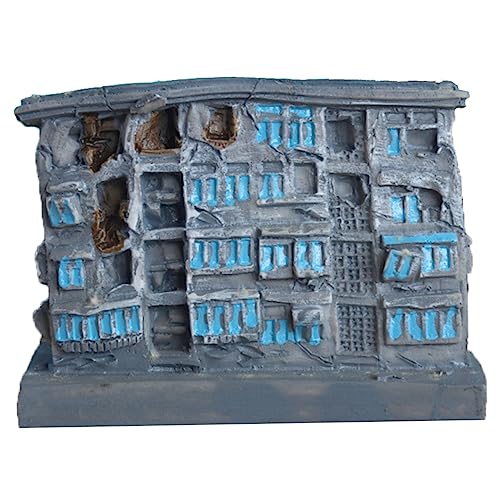 HEMOTON Decoración Simulada del Edificio Pequeño Acuario Casa De Pescado Tanque Adornos Planta De Decoración De Pecera Decoración De Peces Artificial Grey