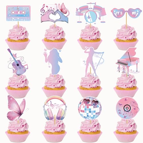 36PCS Eras Party Cupcake Toppers Eras Cake Topper Music Singer Super Star Cake Decorations Music Birthday Party Decorations Guitar Themed Party Supplies Favors for Fans Celebration