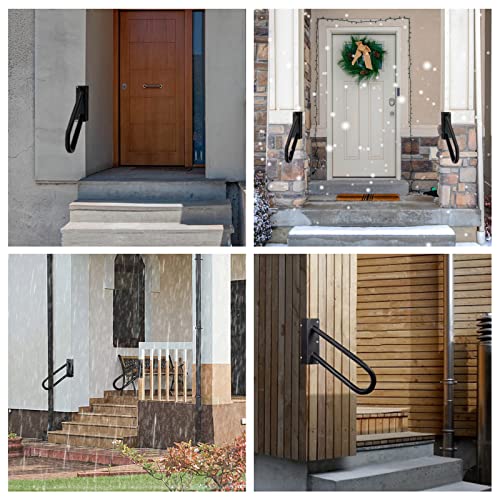 Hohong Handrails For Outdoor Steps, 18Inch Non-Slip Handrail For Stairs, Outdoor Stair Railing Hand Rails For Elderly, Kids, Disabled - (Black, Right) #TOP6