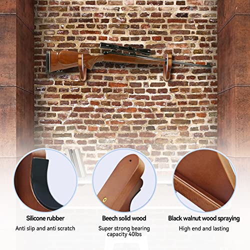Gun Rack Wall Mount | Gun Racks For Wall To Display Rifle Horizontally; Rifle Wall Mount | Gun Wall Mount Rack For Shotgun, Rifle, Pallet Guns Or Any Type Of Long Weapons (Walnut) #TOP2