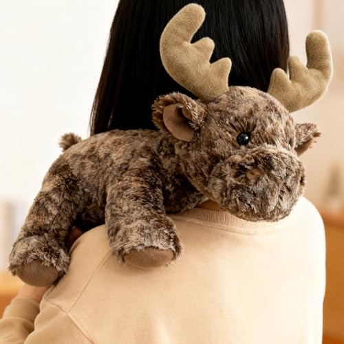 Image of Ditucu Deer Stuffed Animal 8 inch Cute Realistic Reindeer Moose Plush Toys Ultra Soft Elk Plushies Gifts for Kids Brown
