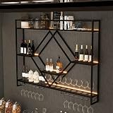 Yajuer Naścienny stojak na wino, wolnostojący stojak na wino ze światłem, nowoczesny metalowy stojak na butelki wina, likier, szampan, wino gronowe (czarny, 100 x 15 x 80 cm)
