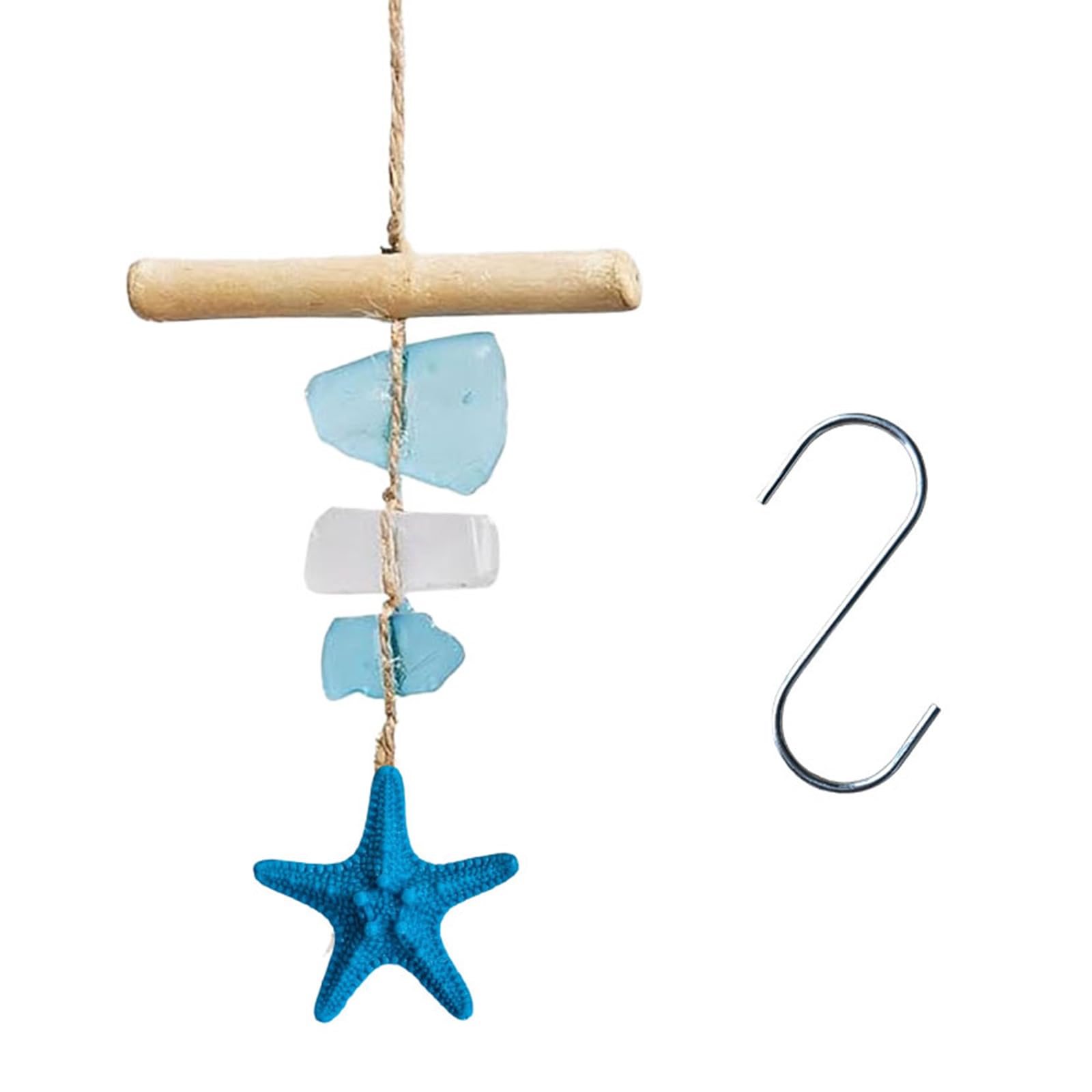 Xjdzineq Sea Glass and Driftwood Wind Chimes Handcrafted Windchimes Suncatchers Beach Coastal Decors for Home Garden Balconys Hanging Sea Glass Windchime