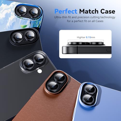 Image of Supershieldz CAM-Guard 3D Camera Lens Protector Ring for iPhone 16 Plus | 16, Keep Original Design and Color, 9H Hardness, Easy Installation - Black Titanium