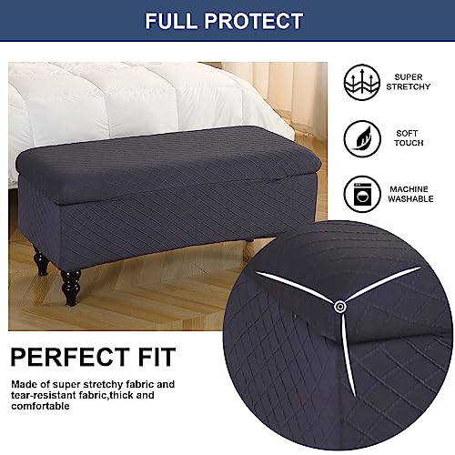 Image of FUANGUI Ottoman Cover Stretch Storage Ottoman Bench Slipcover Printed Folding Storage Bench Ottoman Cover Footrest Stool Slipcover Footstool Protector Cover with Elastic Bottom,Medium