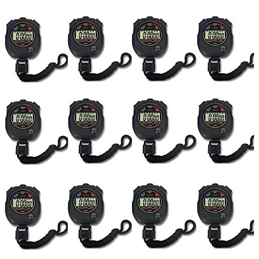 Pgzsy 12 Pack Multi-Function Electronic Digital Sport Stopwatch Timer, Large Display with Date Time and Alarm Function,Suitable for Sports Coaches Fitness Coaches and Referees