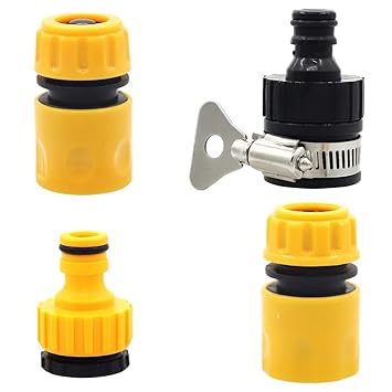 ELEPHANTBOAT 4Pcs Hose Quick Connectors and 1Pcs Waterstop Connector, Water Pipe Fast Fitting Connector Tap Female Adapter for Standard Water Sparyer and Fitting