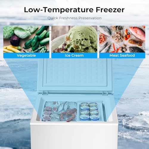 Image of Antarctic Star Chest Freezer 3.2 Cubic Feet Low-Temperature Freezer,14℉ to -40℉ with 2 Removable Baskets, Free Standing Top Open Door Deep Freezer, 7 Level Adjustable Temperature, White