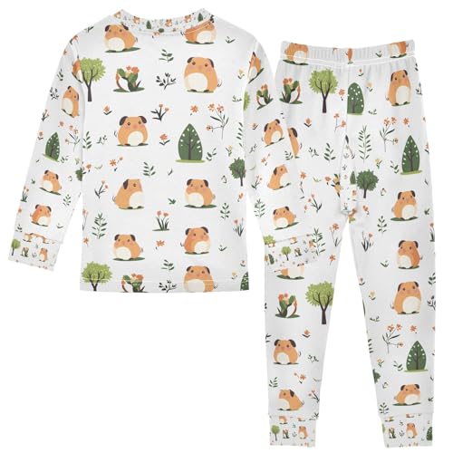 senya Guinea Pig with Tree Pajamas Set Long Sleeve Soft Cotton Sleepwear 2 Piece2
