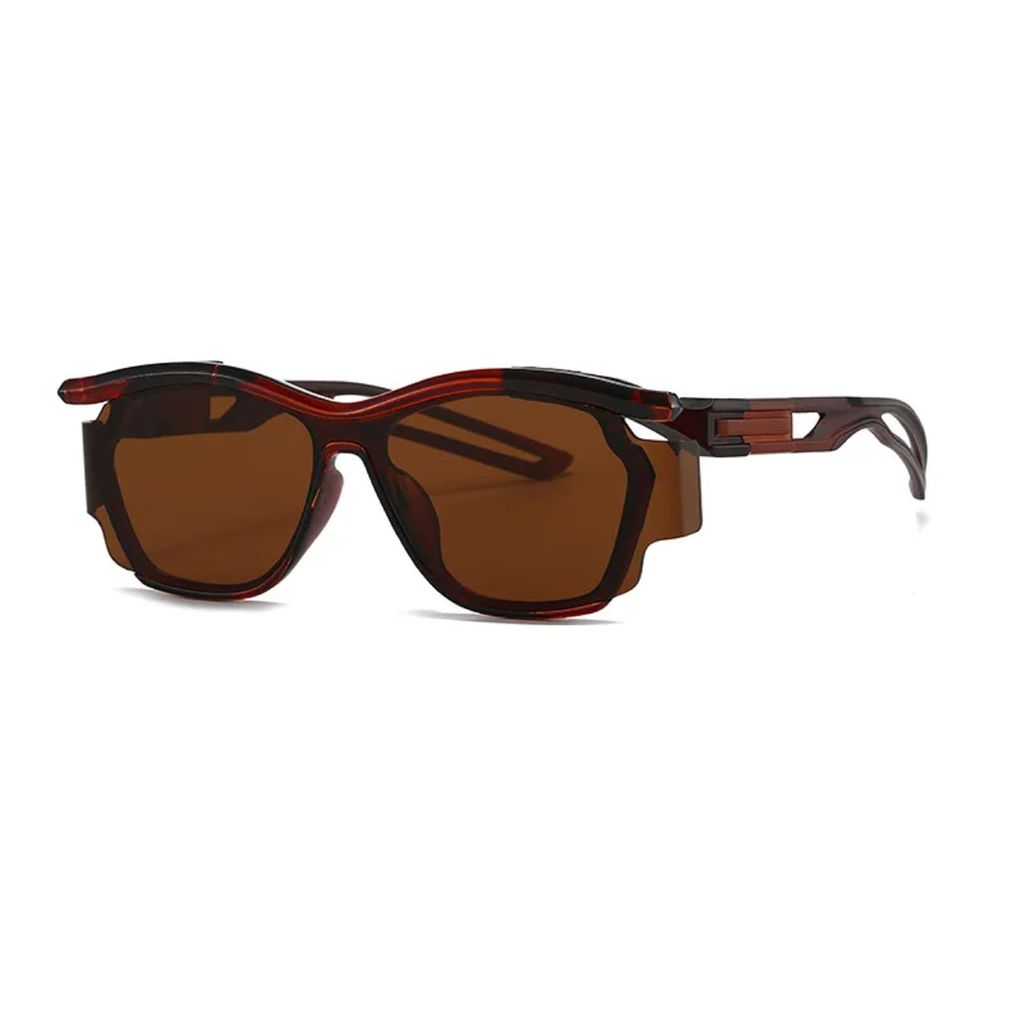 Vintage Curved Lens Sports Sunglasses for Men & Women | Punk Designer Outdoor Shades | Lightweight PC Frame, HD Lenses, Wraparound UV-Protective Eyewear for Running & Travel (M276)-image-25