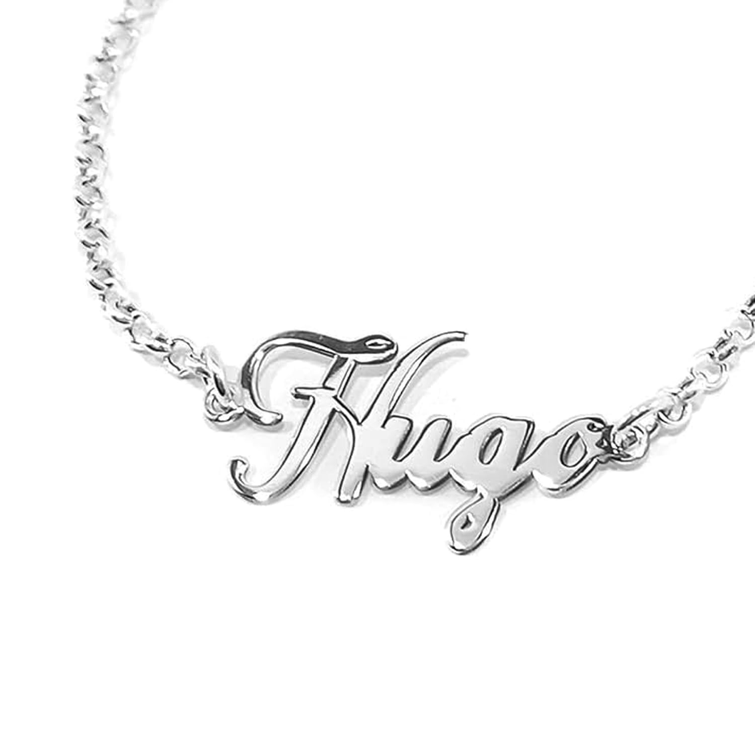 Pulsera personalizada con nombre en plata de ley 925 grabada | Pulsera mujer personalizada regalo Día de la Madre cumpleaños aniversario San Valentín joyería plata. Modelo Pulsera Nombre H