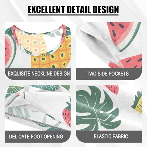 ALAZA Watermelon Pineapple Strawberry Pajamas Short Sleeve 2 Piece Sleepwear Top and Bottom Pajama Set Unisex4