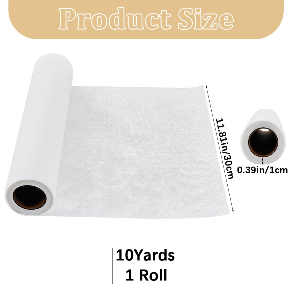 CRASPIRE Fusible Iron on No Show Mesh Machine Embroidery Stabilizer Backing 12in x 10Yd Lightweight Fusible Cut Away Stabilizer White Nylon Interlining Embroidery for Machine Embroidery Hand Sewing