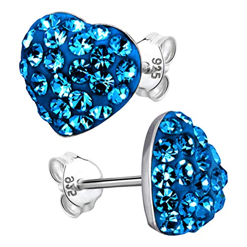 MATERIA cristallo orecchini a forma di cuore blu