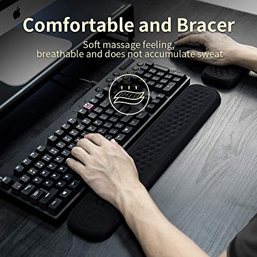 Image of VAYDEER Keyboard Wrist Rest Pad Padded Memory Foam Hand Rest Support for Office, Computer, Laptop, Mac Typing and Wrist Pain Relief and Repair(17.32inch,Black)