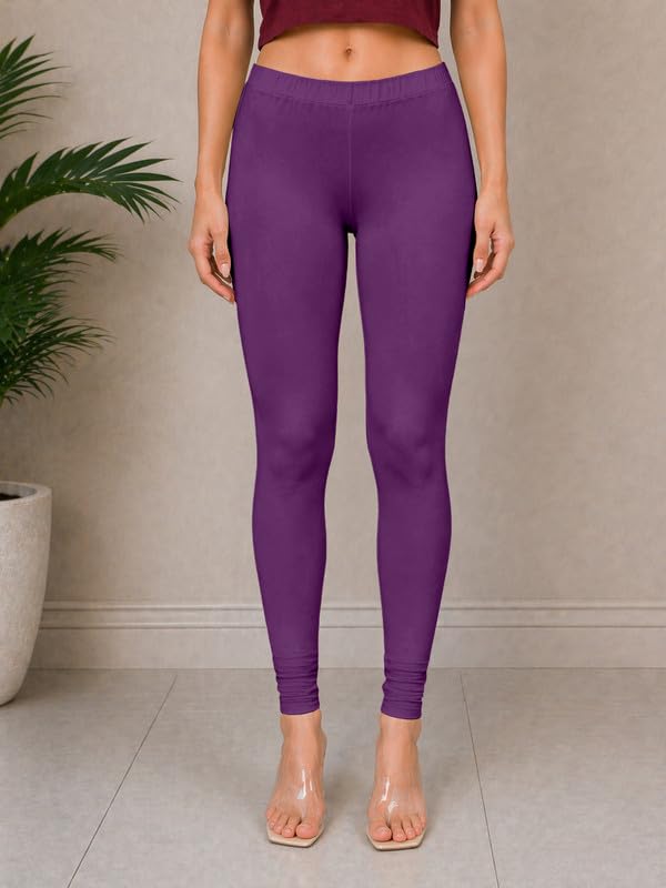 Image of TRENDMALLS Women's Microfiber Elastane Stretch Soft Churidar Length Leggings with Ultrasoft Waistband