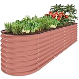 Best Choice Products 8x2x2ft Metal Raised Garden Bed, Oval Outdoor Deep Root Planter Box for Vegetables, Herbs w/ 4 Support Bars, 215 Gal Capacity - Terracotta