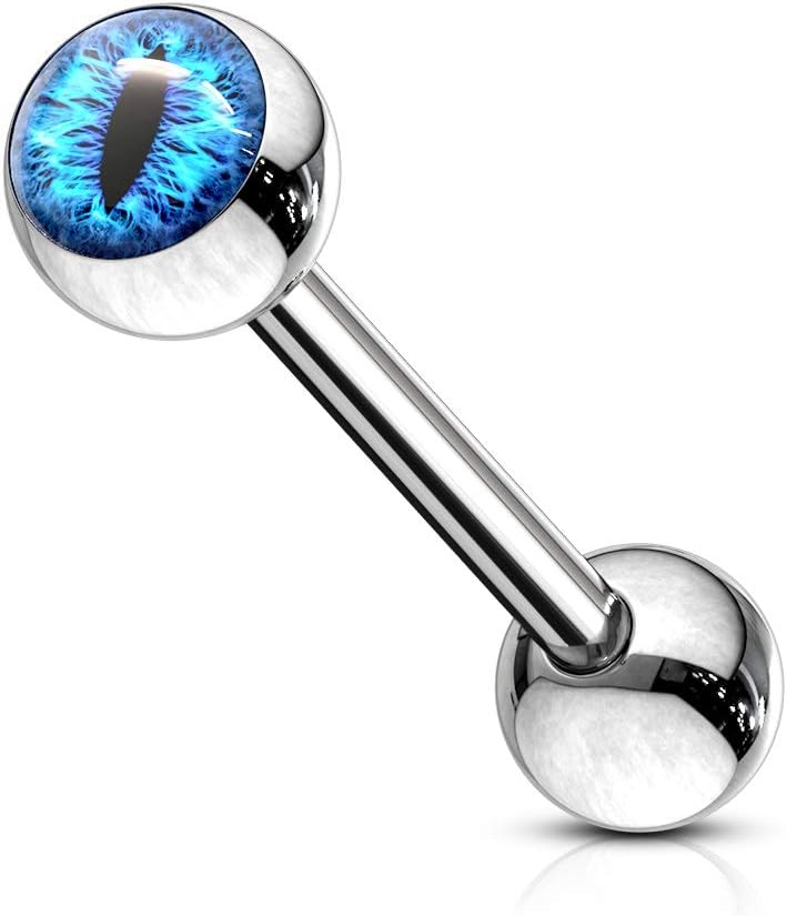 FIFTH CUE 14G Snake Eye Inlaid Ball 316L Surgical Steel Barbell