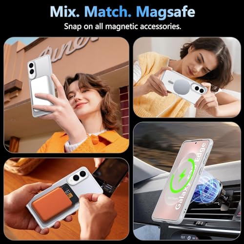 Image of DIZORO Compatible Samsung S25 5g Case,Compatible with MagSafe, Non Yellow Military-Grade Drop Protection & Hard PC Back Cover Slim Transparent Anti-Scratch Shockproof Phone Case -Titanium Grey